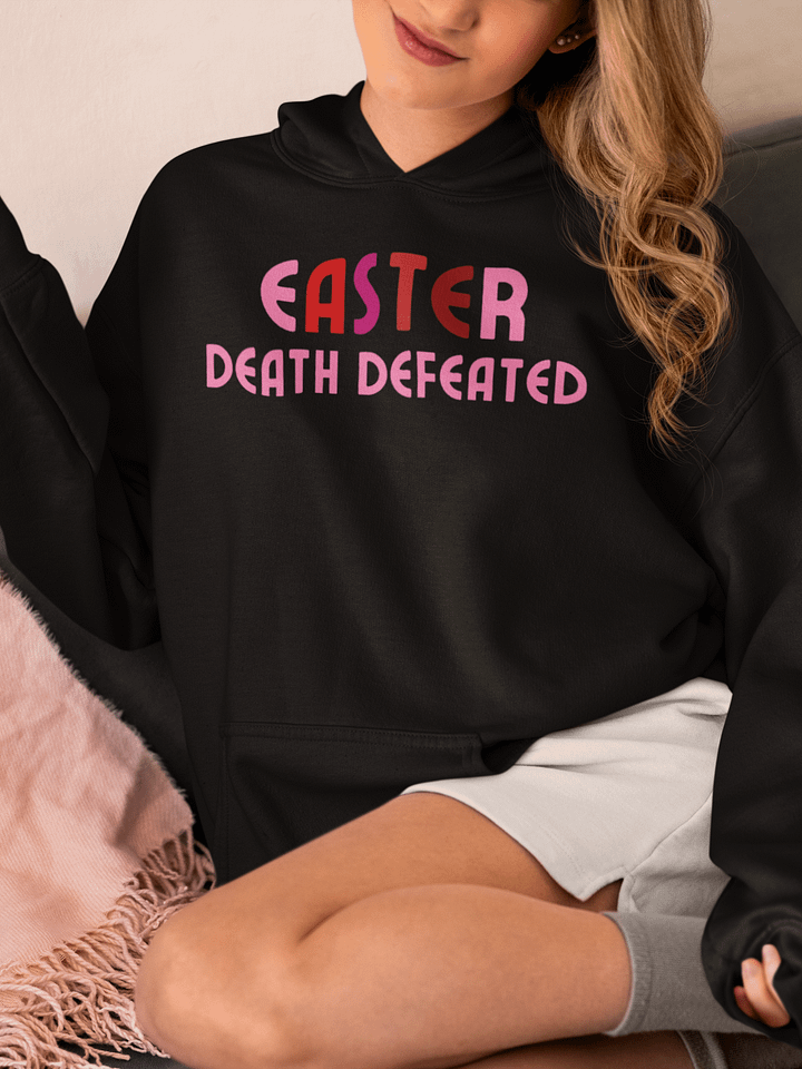 EASTER: Death Defeated Christian Gildan Hoodie - Front/Back. product image (1)