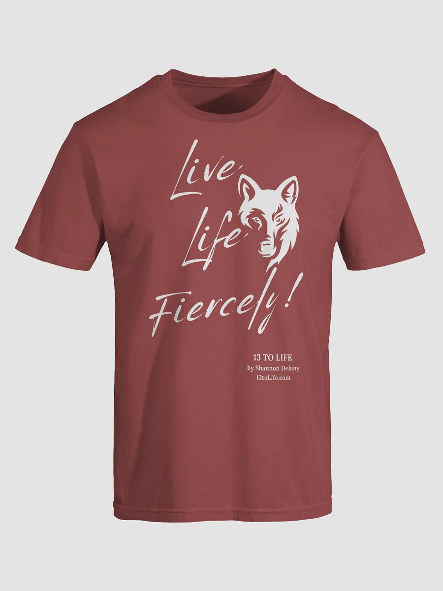 Live Life Fiercely – 13 TO LIFE Wolf T-shirt – White Print on Color product image (68)