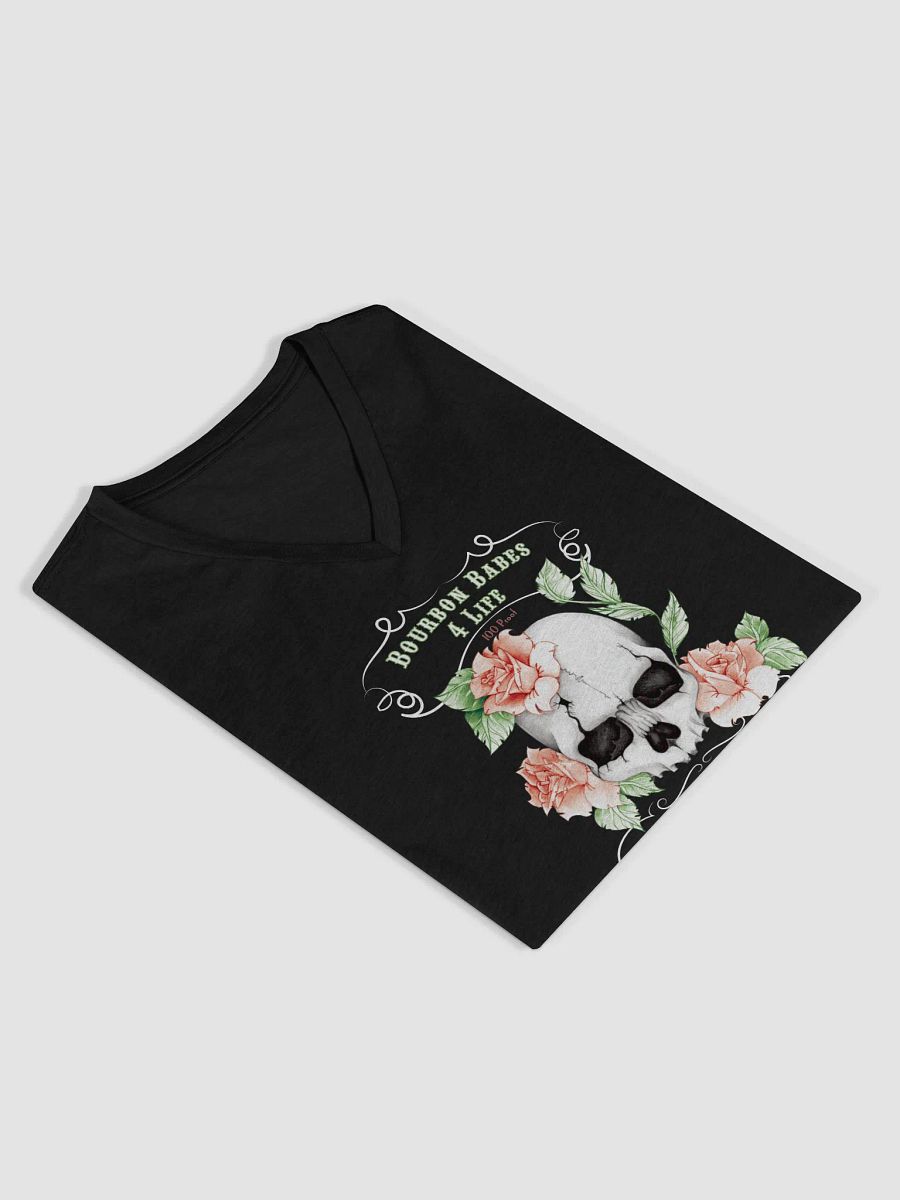 Bourbon Babes Floral Skull V-Neck Tee product image (4)