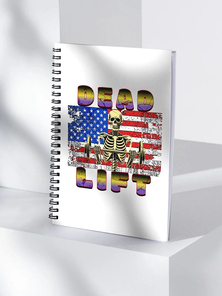 Dead Lift Weightlifting Skeleton Patriotic Spiral Notebook product image (1)
