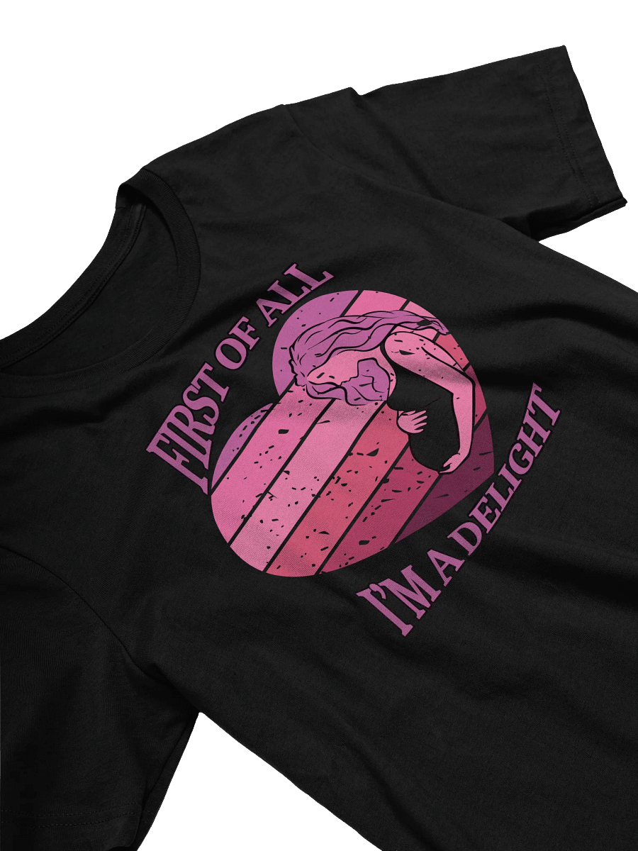 'First Of All I'm A Delight' Pregnancy Announcement T-Shirt | Pink Sunset Heart Graphic | Cute Expecting Mom Tee product image (4)