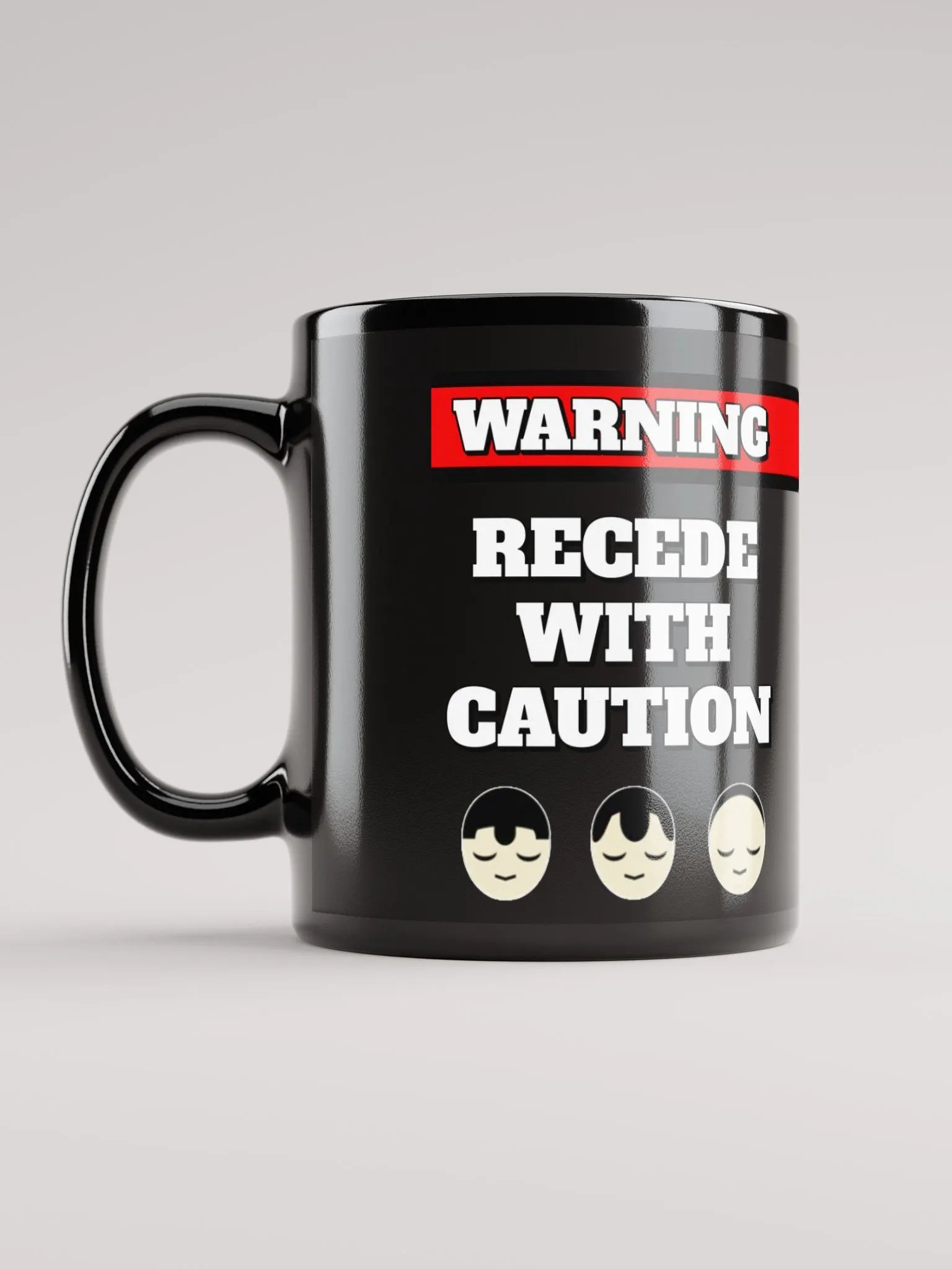 Recede With Caution - Funny Humorous Black Mug product image (6)