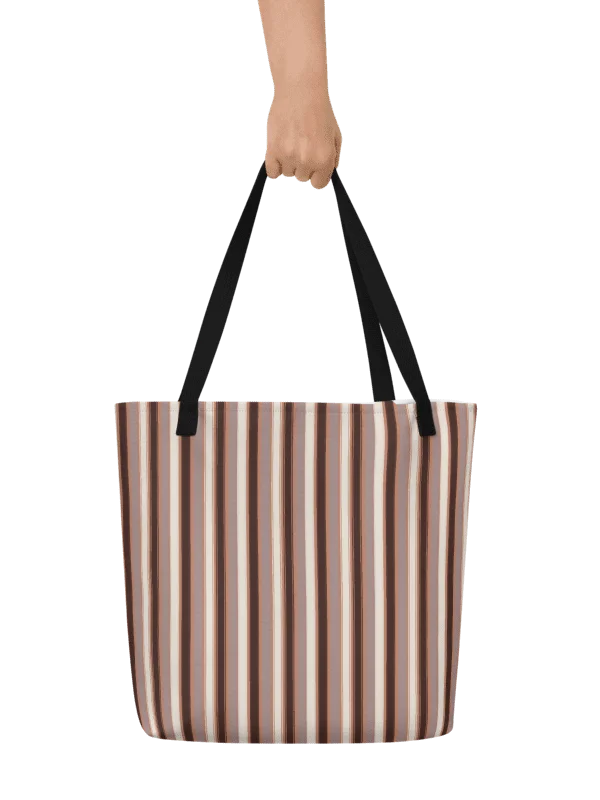 Autumn Stencil Stripes Fall Pattern – All-Over Print Large Tote Bag with Pocket product image (2)