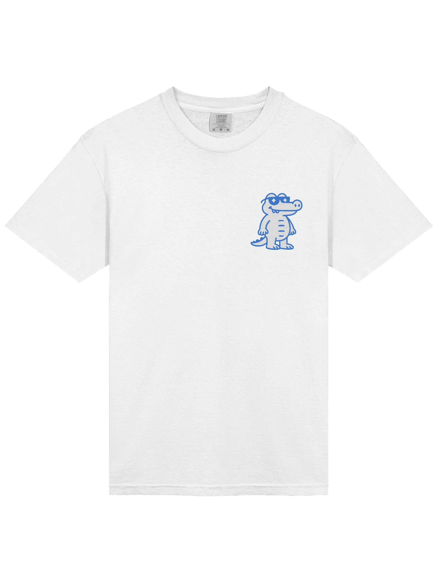 Crocodeth T-Shirt No.1 – White Pocket Print Tee with Blue Crocodile Logo product image (33)