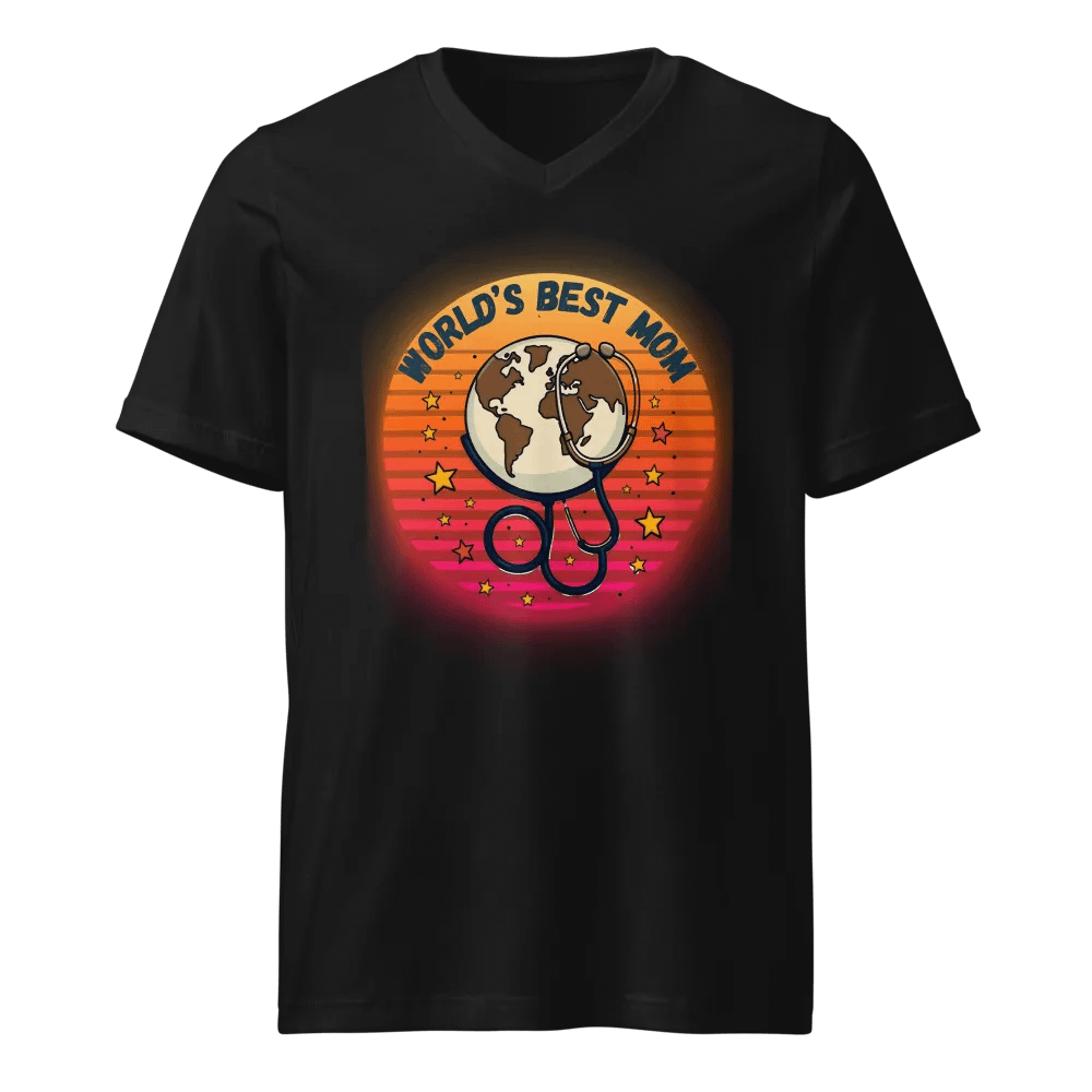 World's Best Mom Earth Stethoscope V-Neck Tee product image (1)
