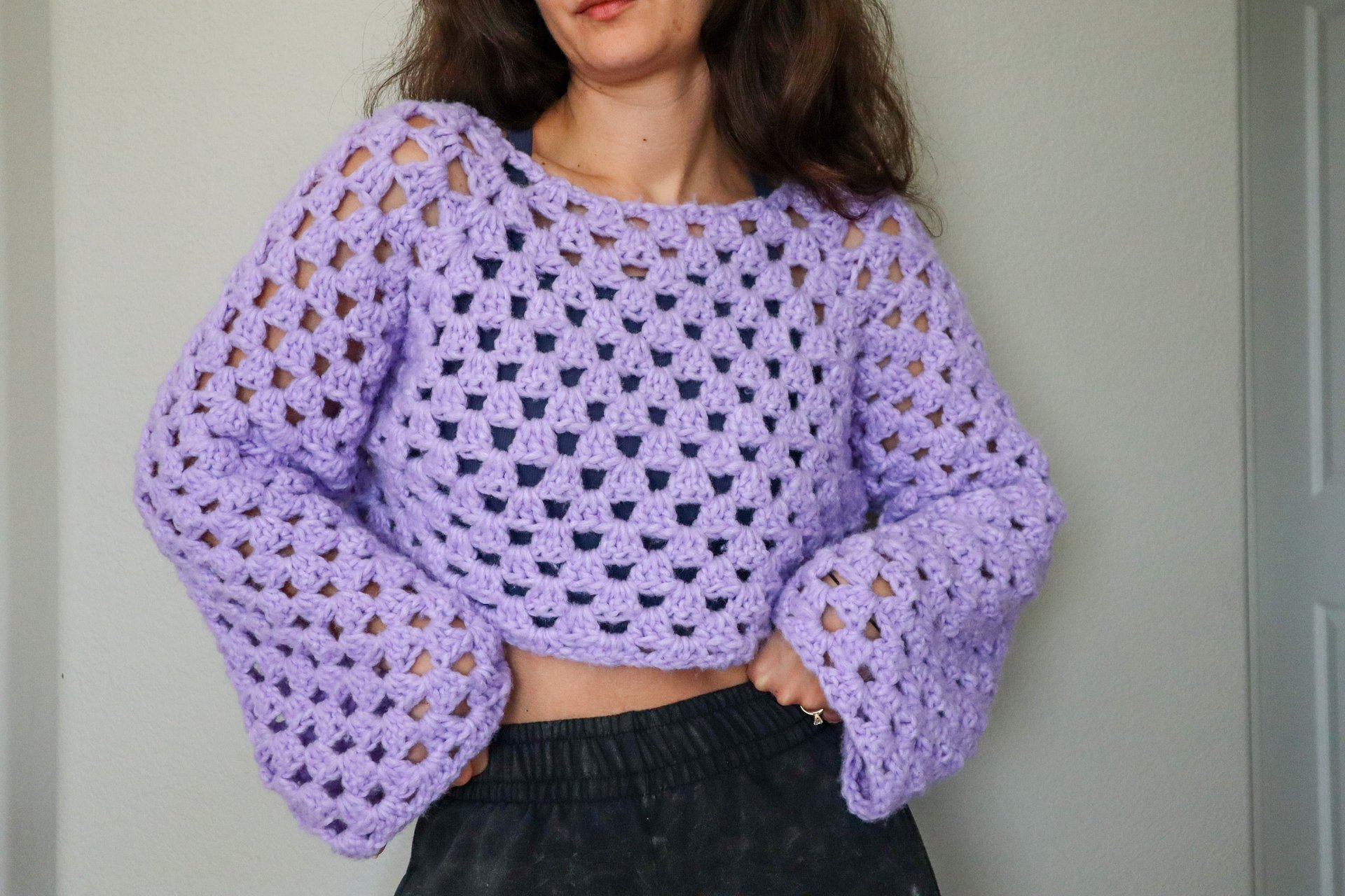 Granny Stitch Cropped Sweater product image (3)