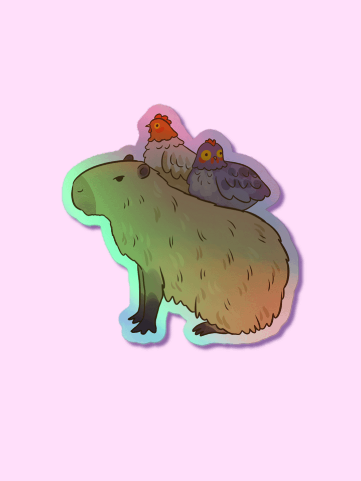 Capybara Chickens Holographic Sticker product image (1)