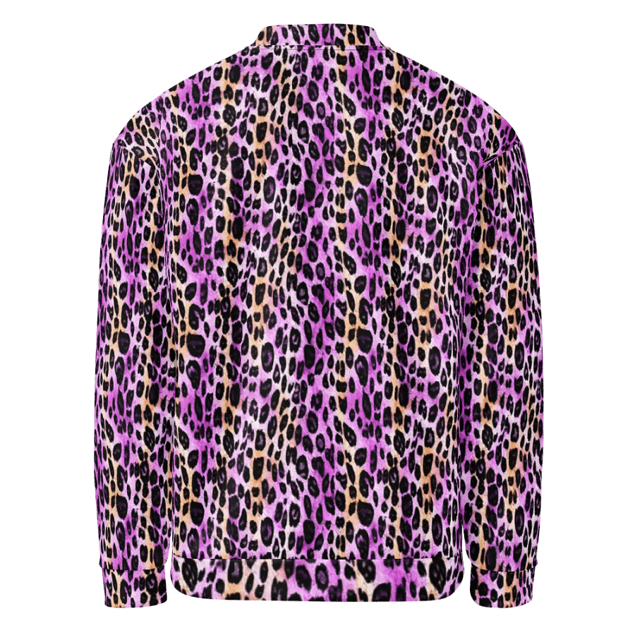 Purple Beige Leopard Bomber Jacket product image (2)