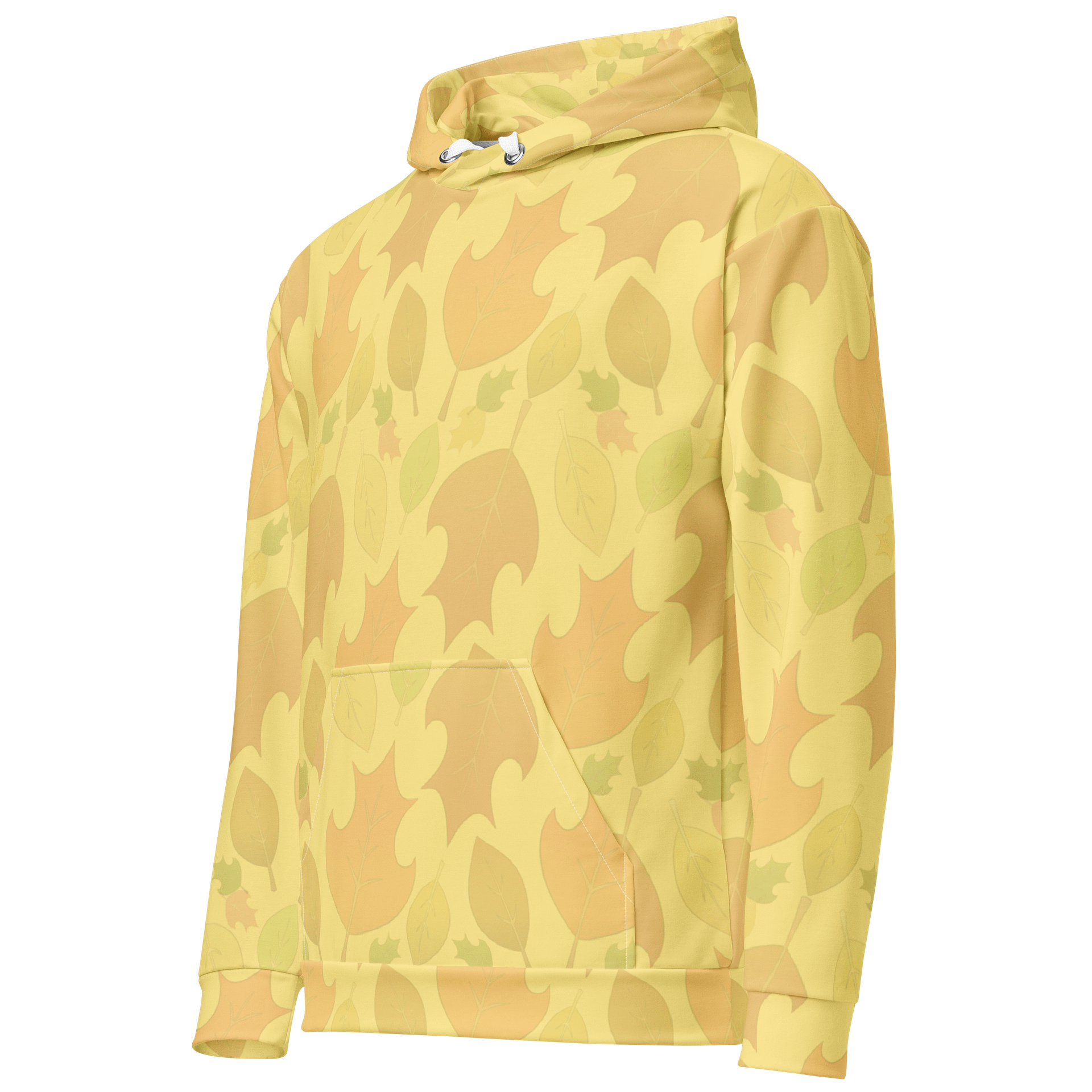 Faded Yellow "'Falling Leaves" Pattern - All-Over Print Recycled Unisex Hoodie product image (2)