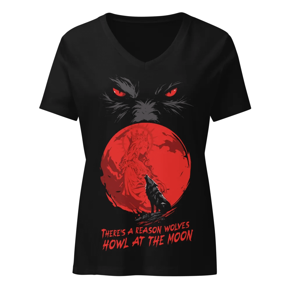 There's A Reason Wolves Howl At The Moon T-Shirt V Neck product image (1)