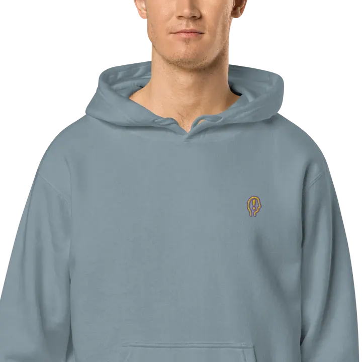 EXCLAIMING MENTALLY (sm. tulip design) embroidered pigment hoodie product image (2)