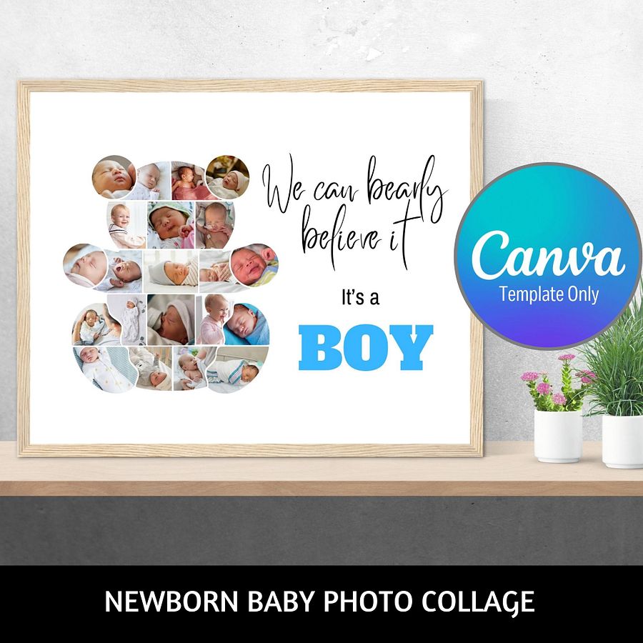 Newborn Baby (Girl/Boy) Photo Collage Canva Template product image (1)