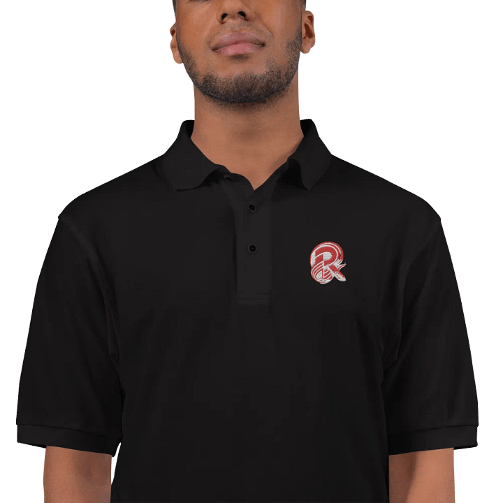 PR Fusion Polo: Red & pk logo White Design product image (1)