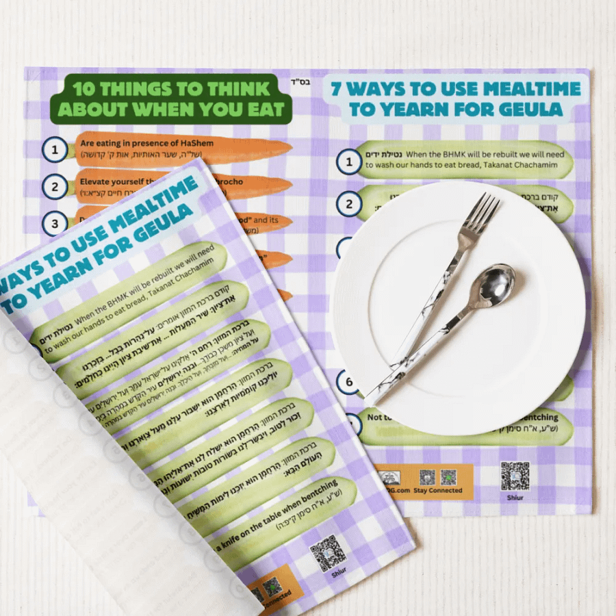 Placemat Set (4): 10 Things to think about when you Eat, 7 Ways to Yearn for Geula when you Eat product image (10)