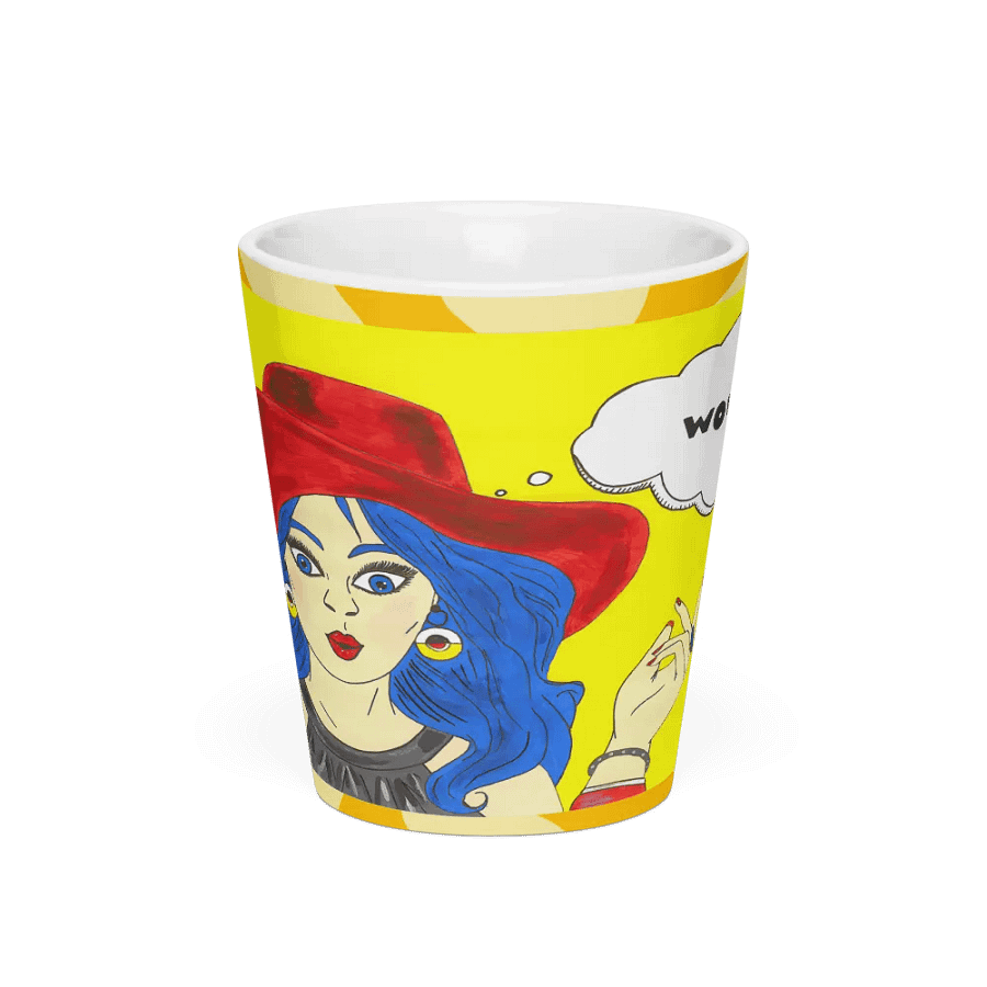 Pop art girl (art by Dina R.) acrylic painting picture - Latte Mug product image (3)