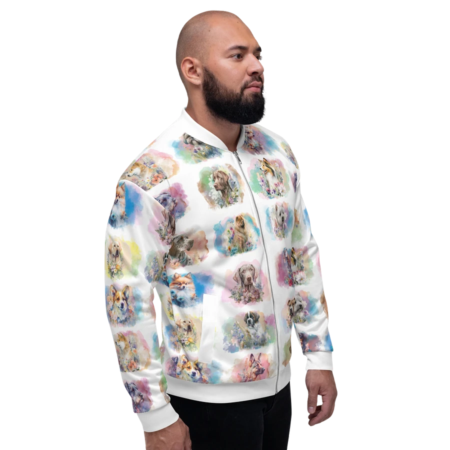 Watercolor Dogs Bomber Style Zip Up Sweatshirt Jacket, Unisex product image (7)