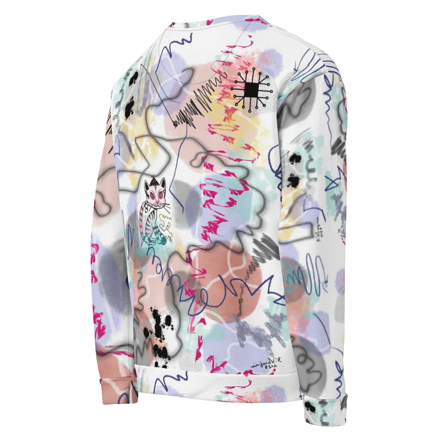 ScribbleWear #8 Unisex Art Sweatshirt/PinkCat product image (4)