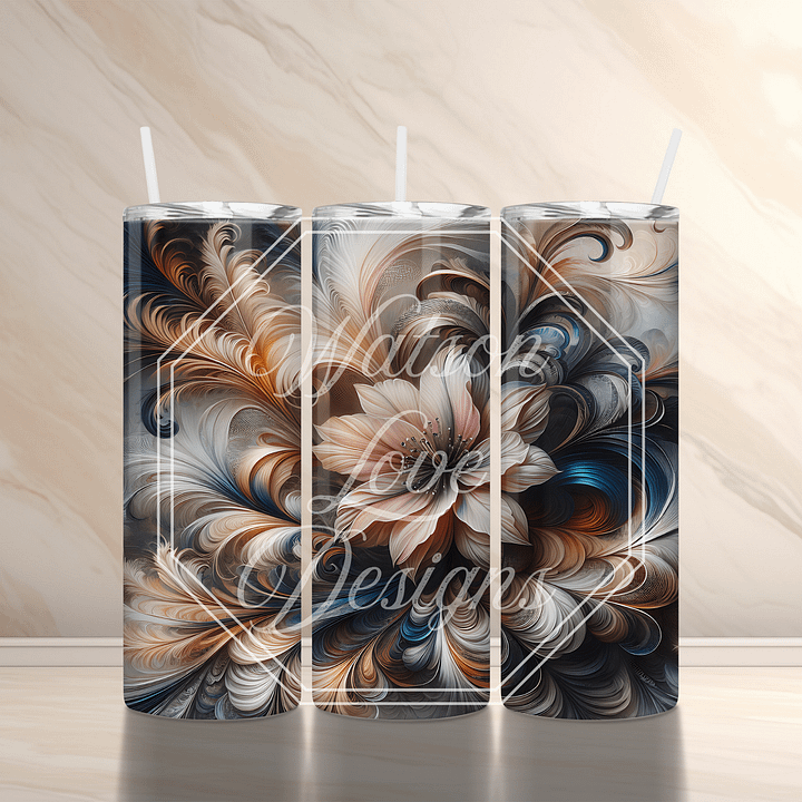 Abstract Floral 20 oz Skinny Tumbler Sublimation Design Digital Download PNG Instant DIGITAL ONLY Tumbler Wrap product image (2)