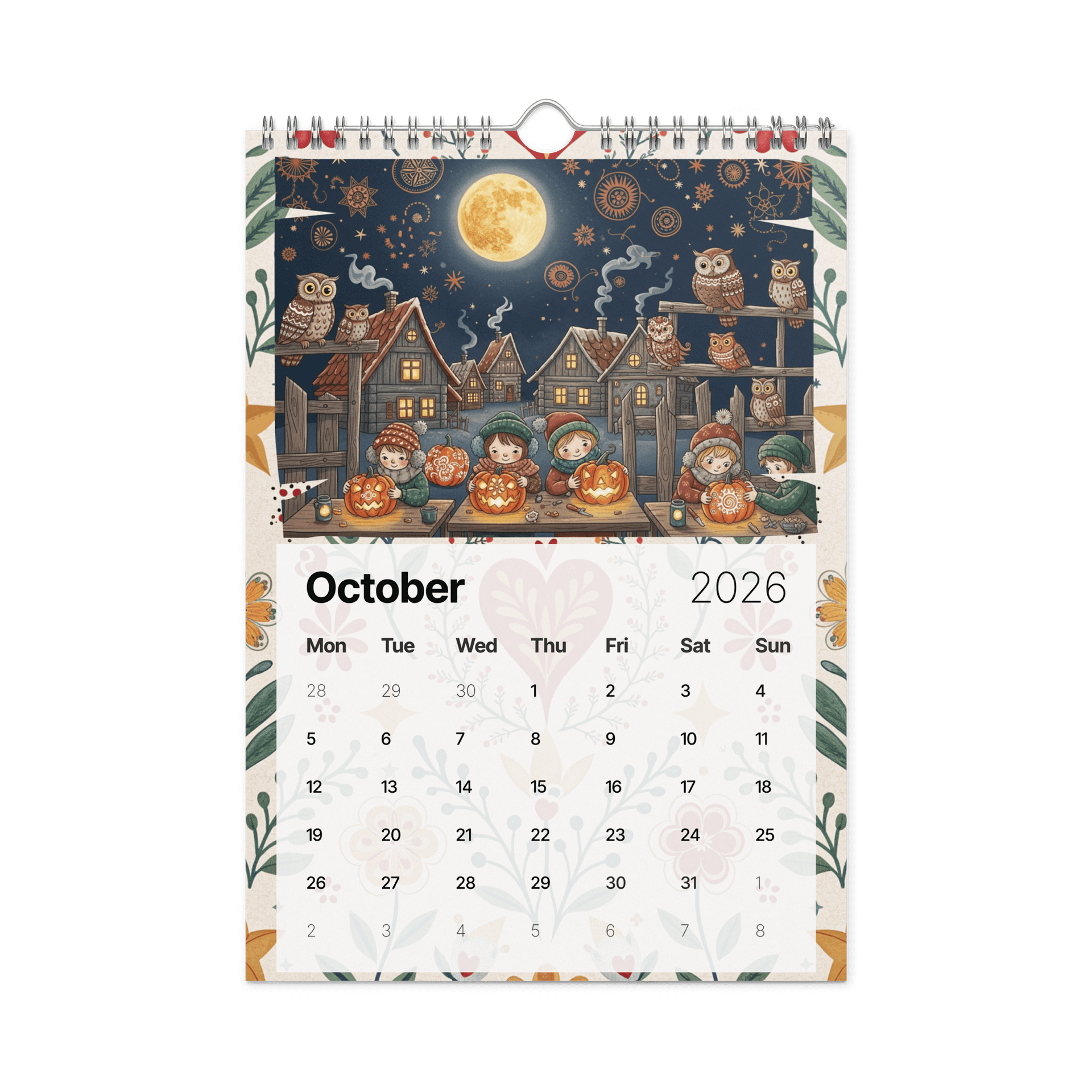 Heart & Harvest – Folk Art Wall Calendar 2026 | Hand-Painted Village Seasons, Colorful Traditional Art for Home & Office product image (12)