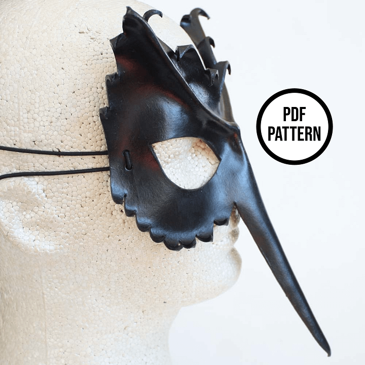 Bird Mask PDF Pattern for Leather product image (2)