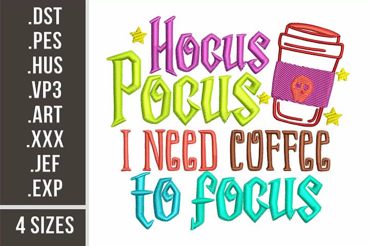Hocus Pocus Coffee to Focus | Embroidery Design | Embroidery Files product image (1)