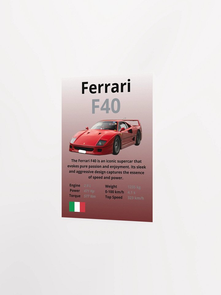 Ferrari F40 Wall Poster Without Frame product image (7)
