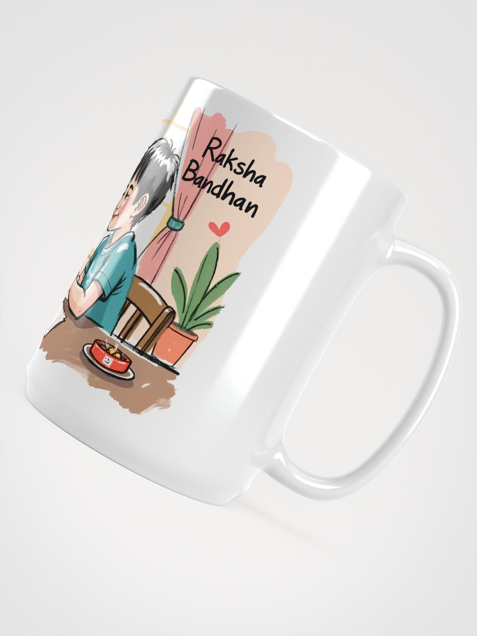 Sister-Brother Bond: Heartwarming Raksha Bandhan Art Glossy Mug product image (4)