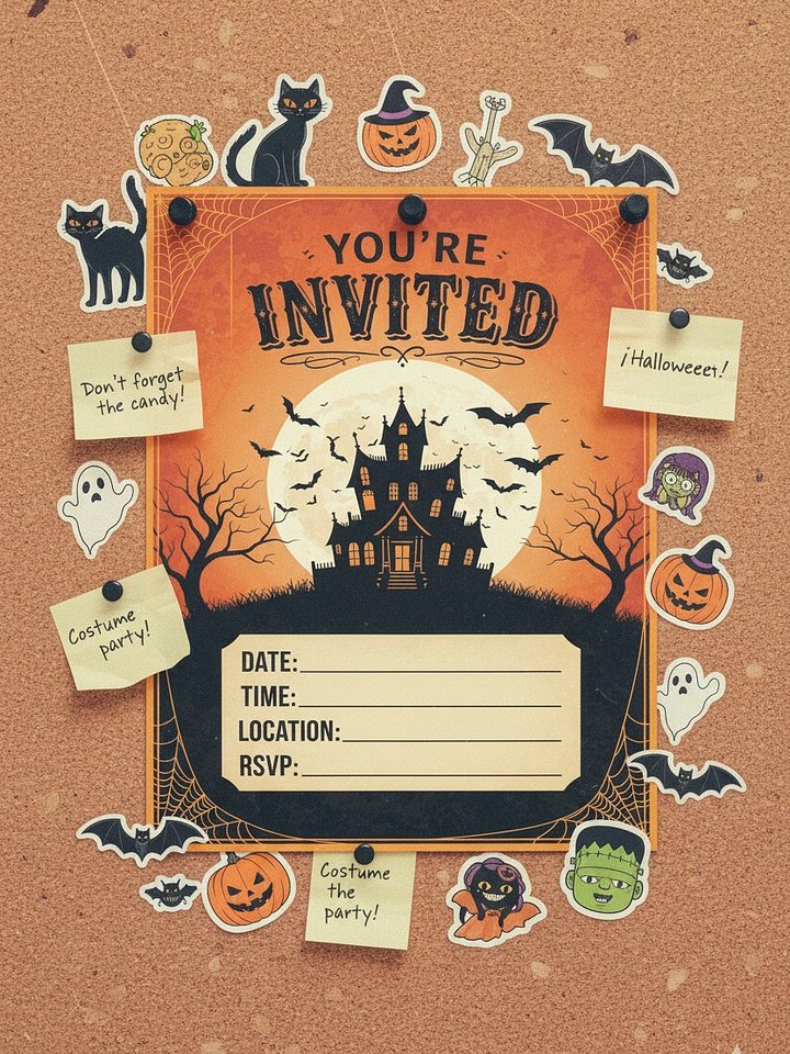 Halloween Party Invitation | Printable Haunted House Spooky Invite | Fill-in-the-Blank Digital Download | Vintage Costume Party Card product image (1)