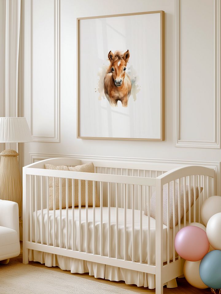 Watercolor Horse Portrait Nursery Decor Print product image (1)