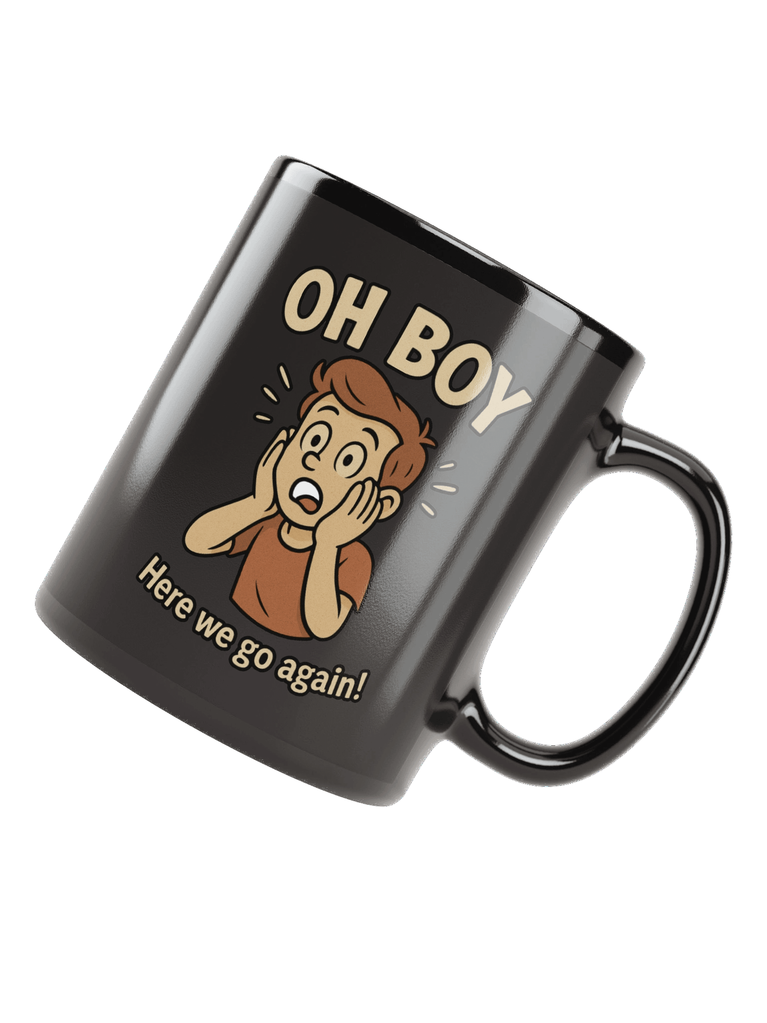 Oh Boy! Black Glossy Mug product image (4)