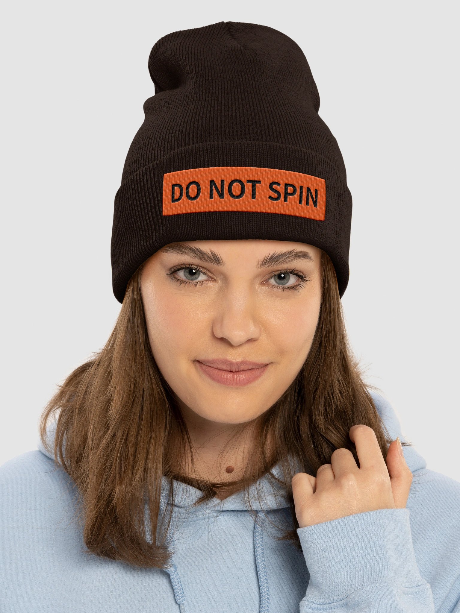 DO NOT SPIN label embroidered beanie product image (1)