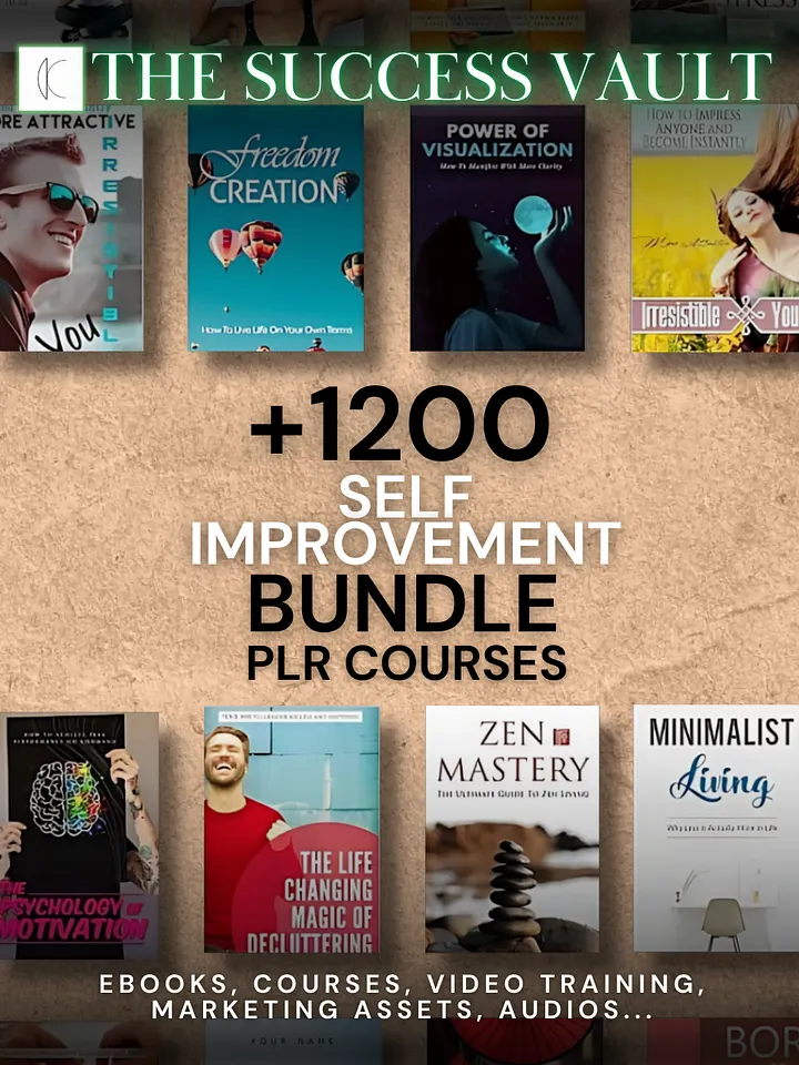 The Success Vault: 1200+ Self-Improvement PLR & MRR Resources for Profit & Growth product image (1)
