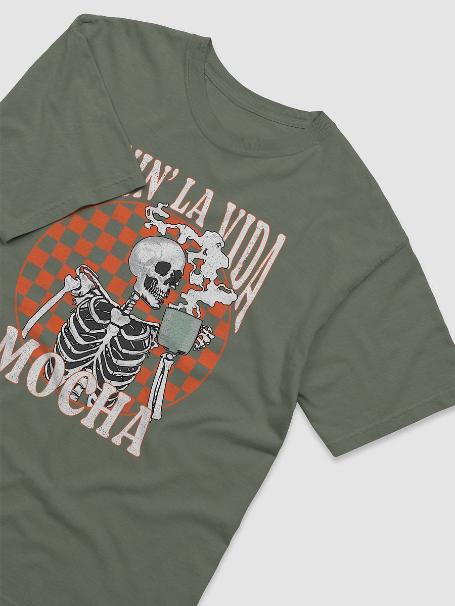Living La Vida Mocha Skeleton Drinking Coffee T-Shirt | Funny Fall and Halloween Skeleton Design for Coffee Lovers product image (15)