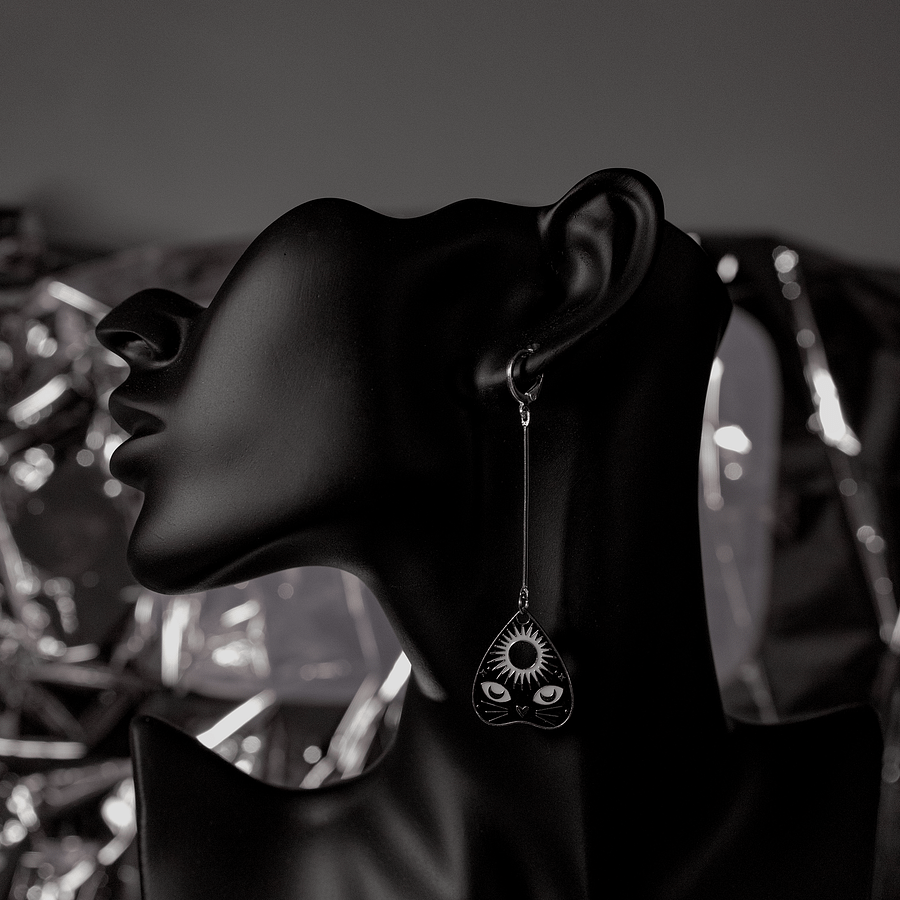 Cat Eyes Planchette Earrings [Silver] product image (2)