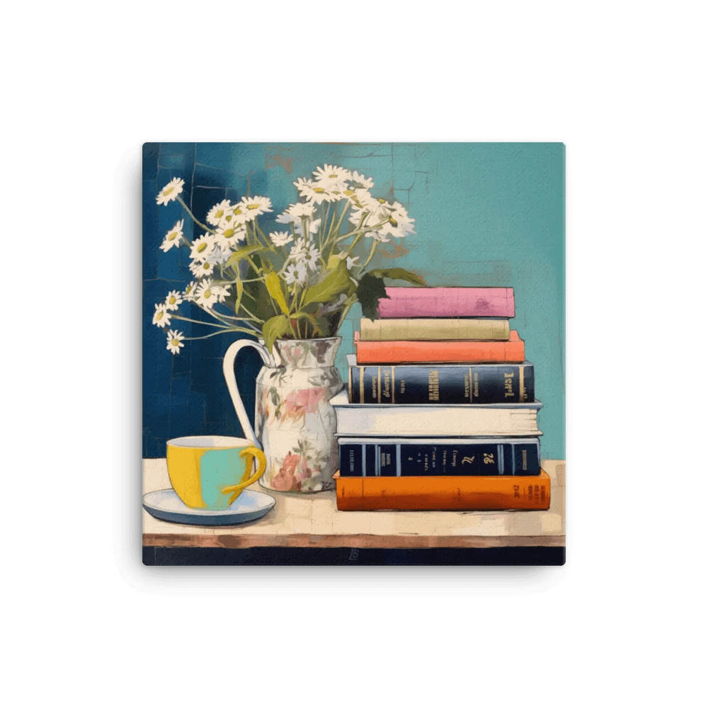 Art2401-30 Books and Tea Still Life - Canvas Print - sm product image (1)