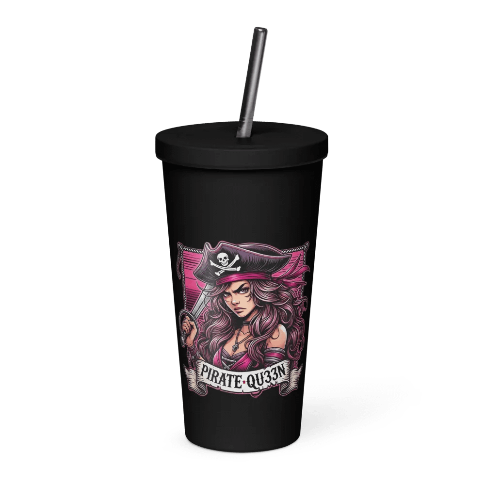 PirateQueen Insulated Tumbler w/metal straw product image (1)