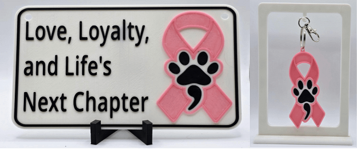 🩷 Pink Awareness Ribbon Bundle | Ribbon Sign + Keychain product image (1)