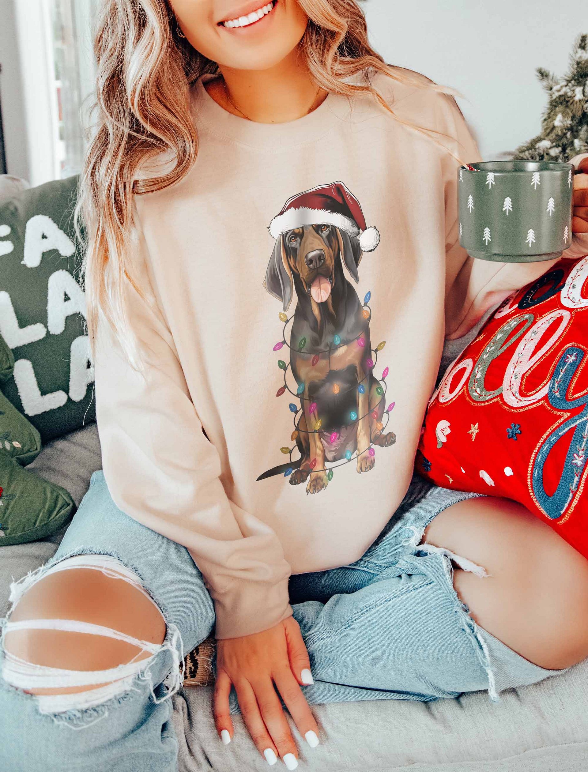 Funny Black and Tan Coonhound Christmas Sweatshirt for Coonhound Paw-rents product image (16)