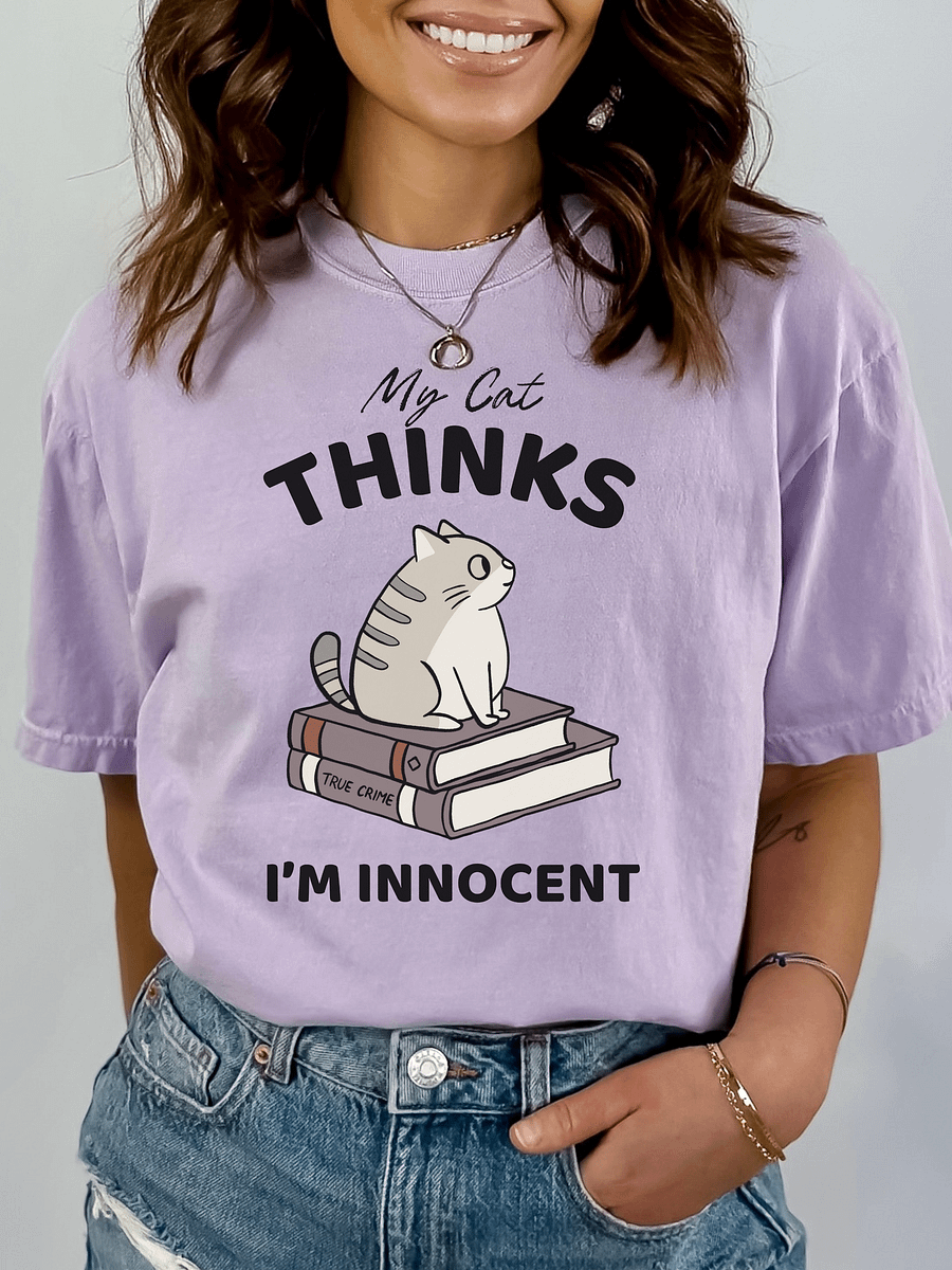 Hand-drawn Purr-fect Gift for Cat Moms Who Love Murder Mysteries - True Crime Graphic Tee product image (11)