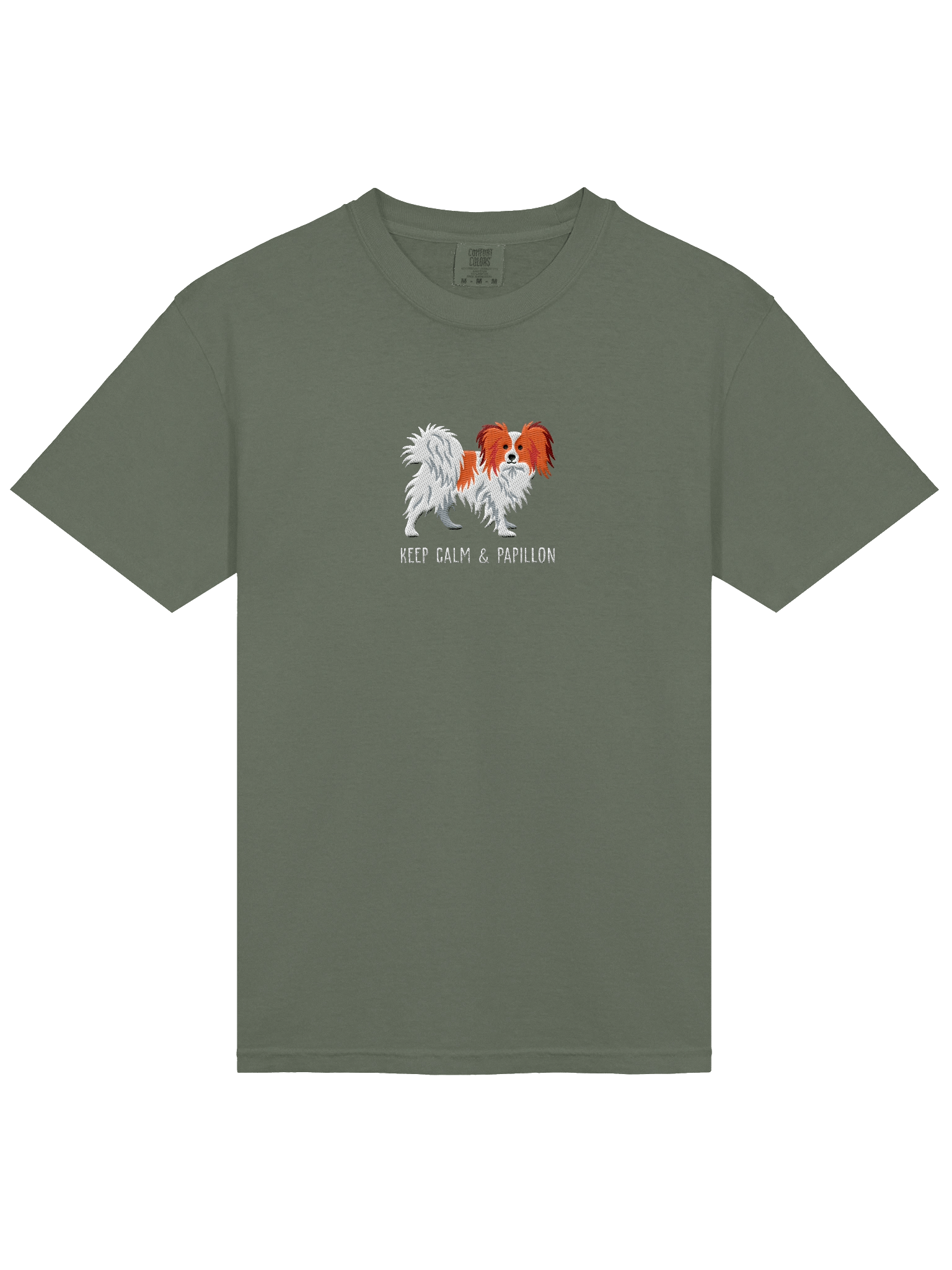 Keep Calm & Papillon T-Shirt(Embroidered) of a Papillon(Red & White) product image (23)