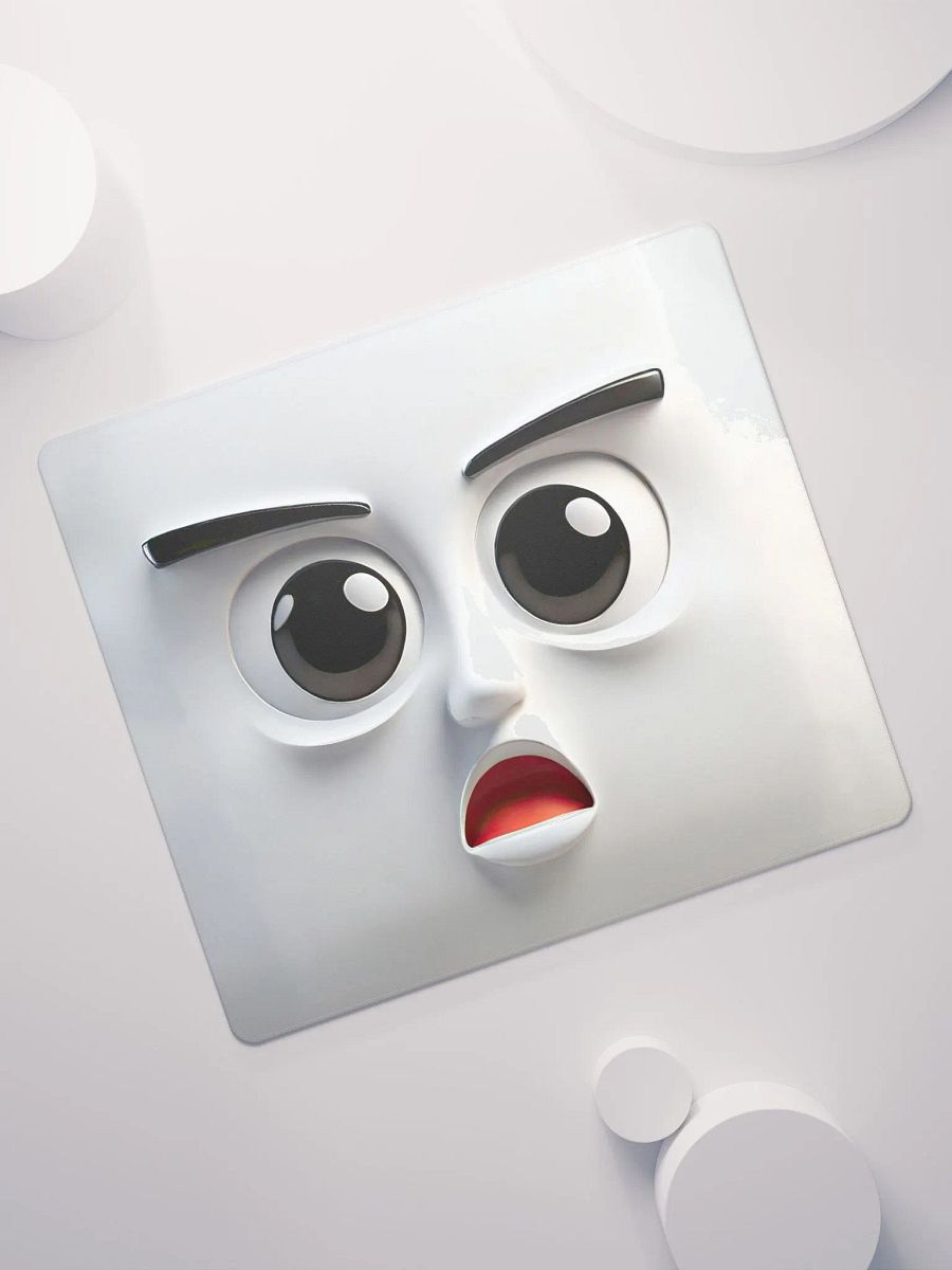 Startled Expression Premium Mouse Pad: Add a Touch of Whimsy to Your Workspace! product image (7)