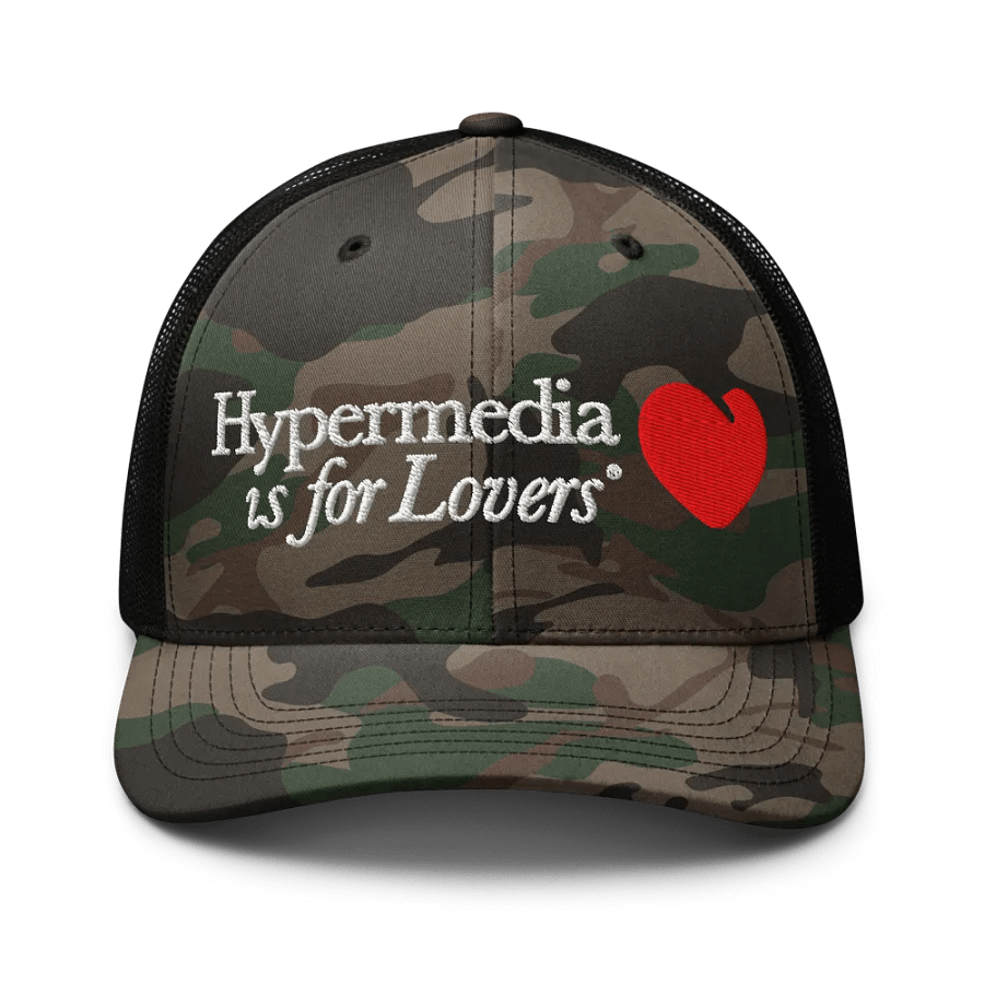 hypermedia is for lovers camo hat product image (1)