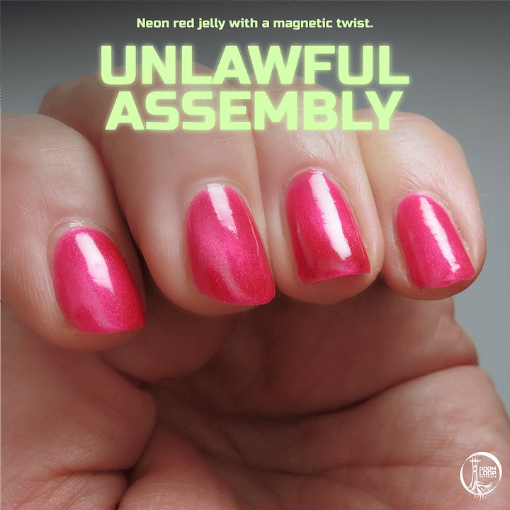UNLAWFUL ASSEMBLY - Neon Red Jelly Magnetic Shimmer Polish product image (1)