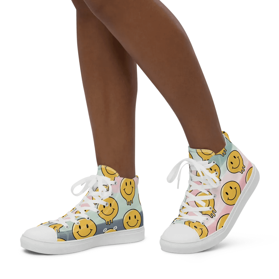 'Happy Face' Women's Handmade High Top Canvas Shoes product image (7)