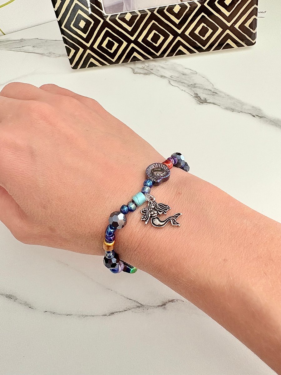 Handmade 7.5" Mermaid Charm Bracelet | Coastal Charm Jewelry by Monique Faella Designs™ | MFD-00183 product image (5)