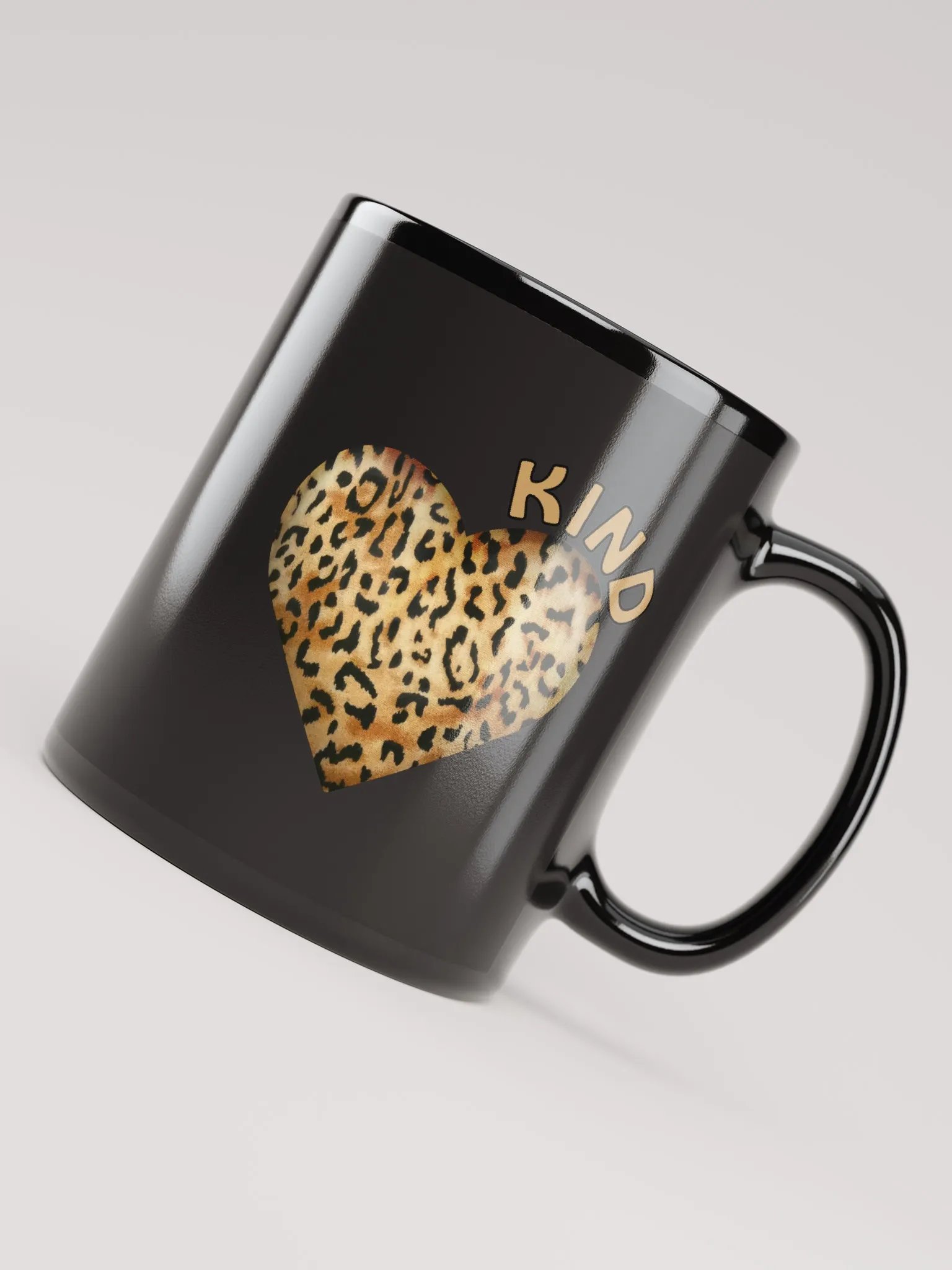 Leopard Skin Kind Heart in Orange Gold - black Mug product image (4)