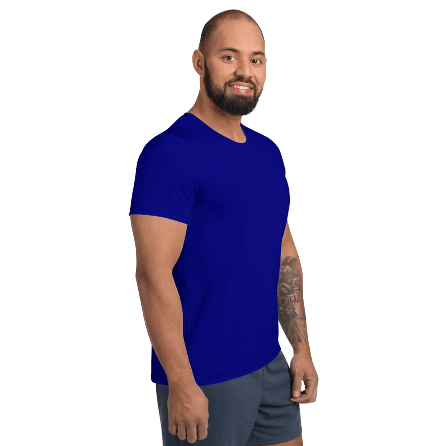 Plain Color Navy Blue Athletic T-Shirt product image (4)