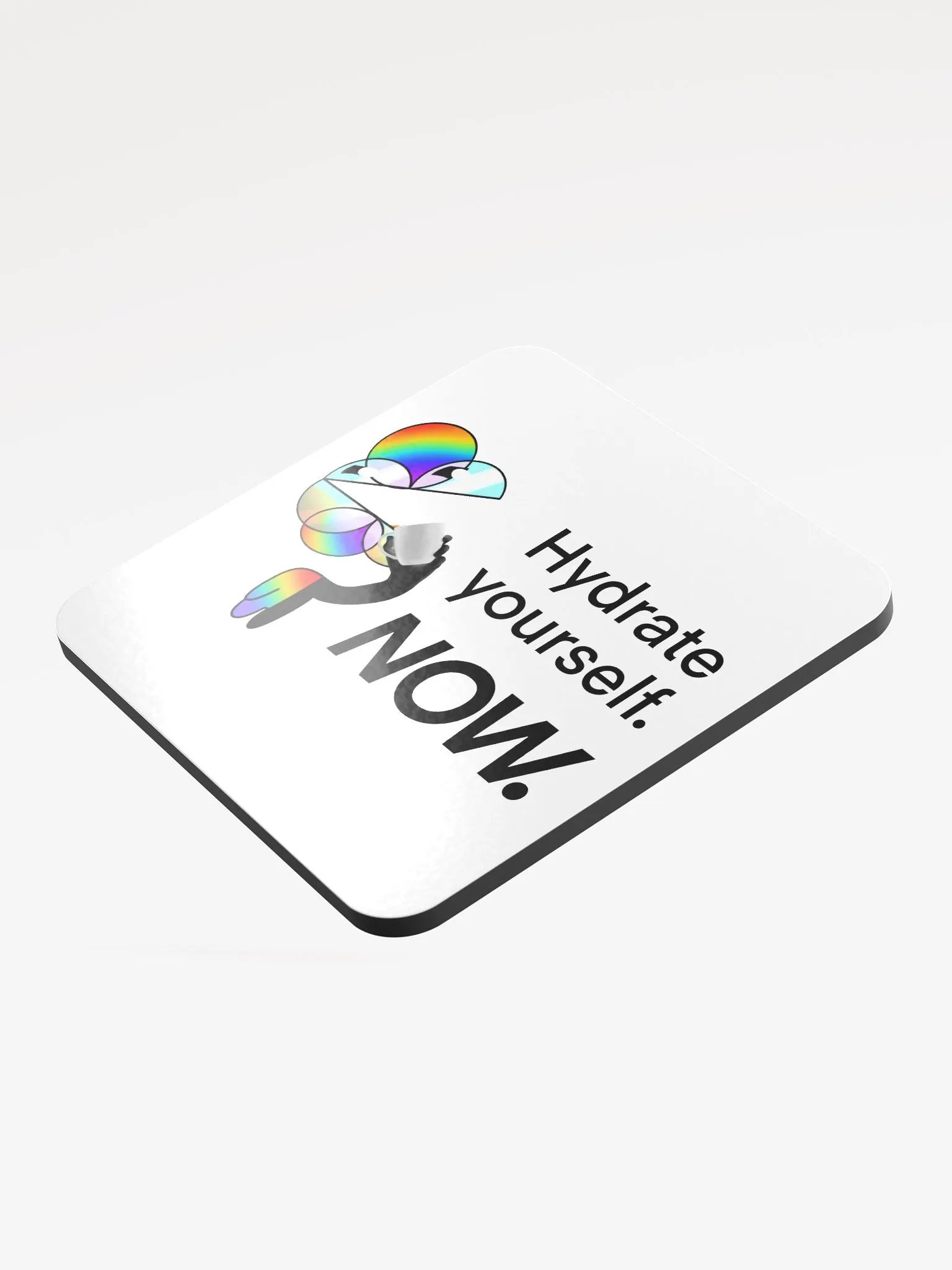 Mini Hydrate yourself NOW glossy cork coaster product image (1)