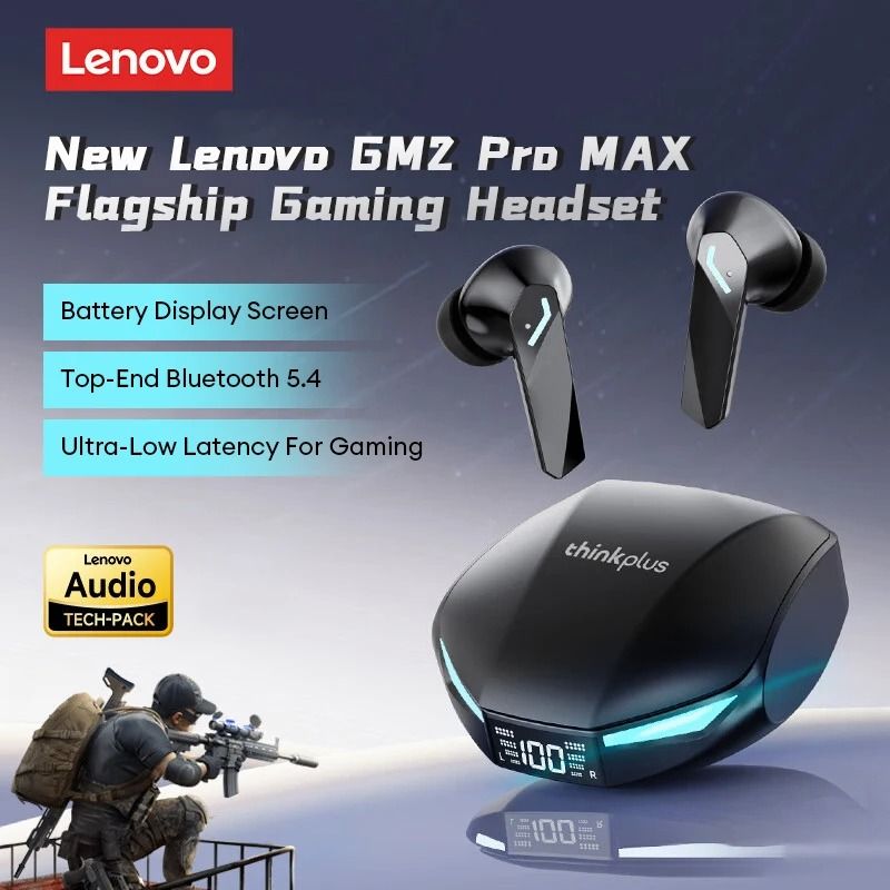 Lenovo GM2 Pro Max Gaming Earbuds | Bluetooth 5.4 | LED Display | Noise Cancelling & Waterproof product image (1)