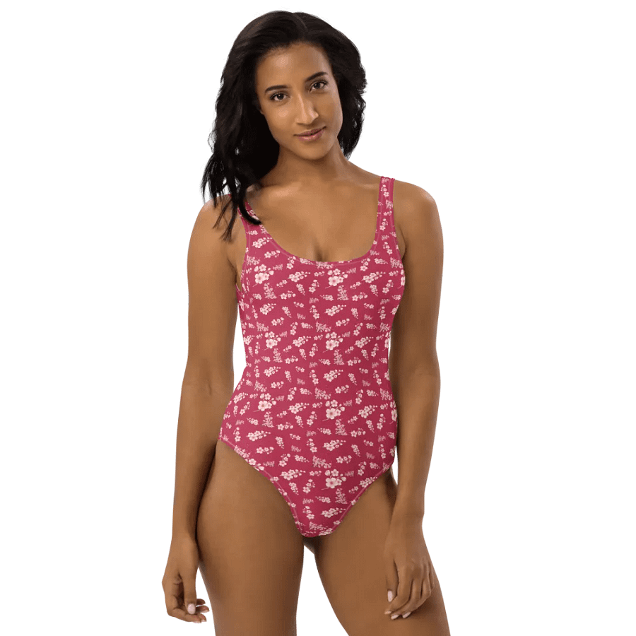 Cherry Blossoms on Magenta One-Piece Adult Swimsuit product image (9)